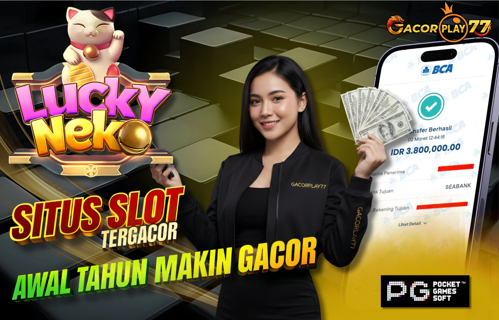 Selamat kepada user id : put****7 Wede Rp 3.800.000 di Game LUCKY NEKO PG SOFT Cair Gk Sampe 1 Menit! Menang Mudah di Gacorplay77